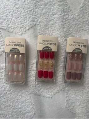 MagicPress Medium Press-On Nails - Red, Pink & Nude Sets